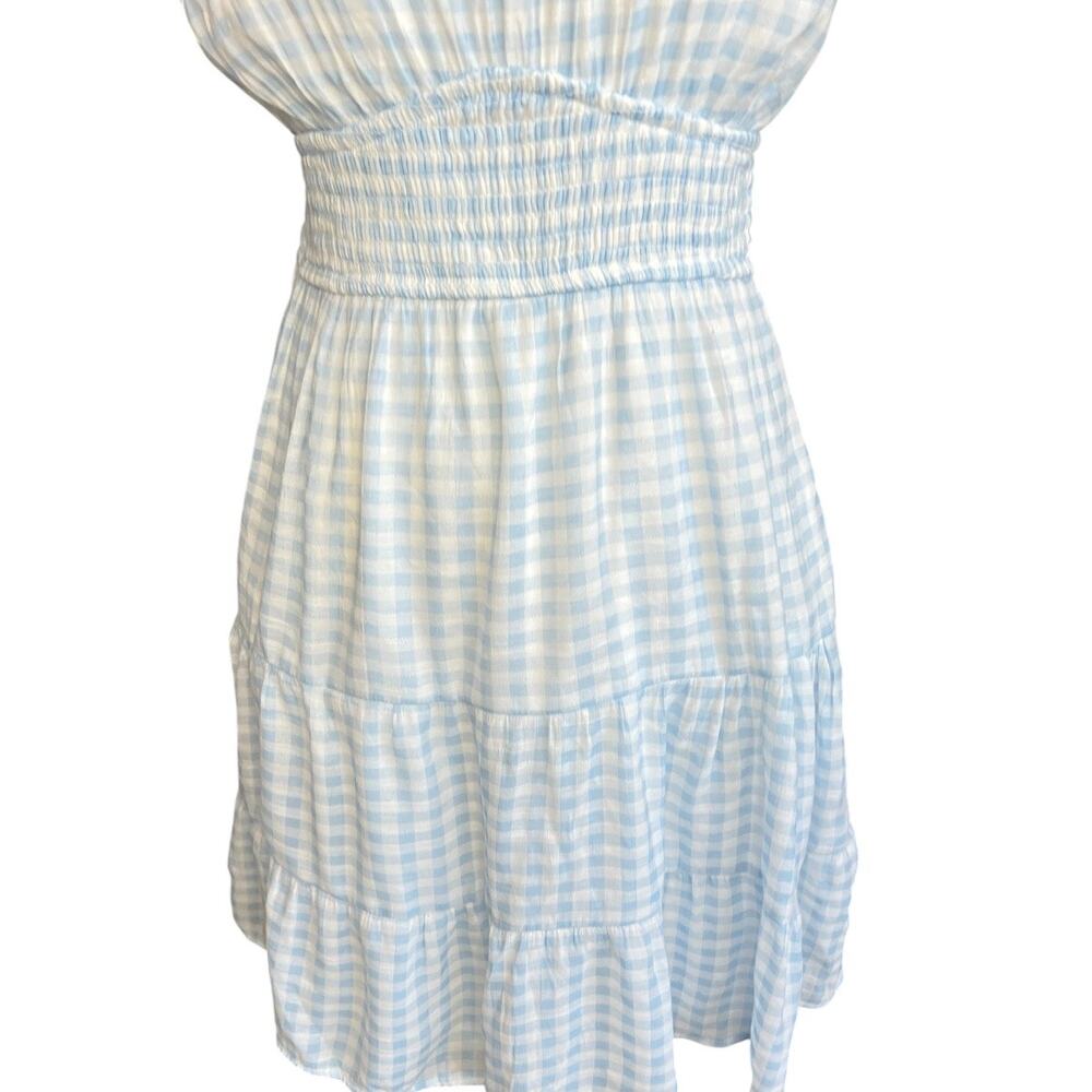 Sugar kiss Light Blue Gingham Smocked Waist Sundress feminine cottagecore - Picture 4 of 8